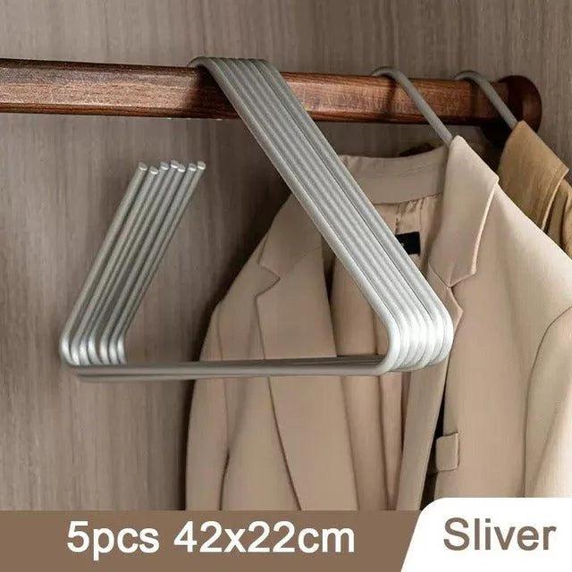 5 pcs Solid Matte Gold/Silver Triangle Coat Pants Clothes Hanger │ Seamless Metal Storage Racks Wardrobe Organizer - Besontique Home