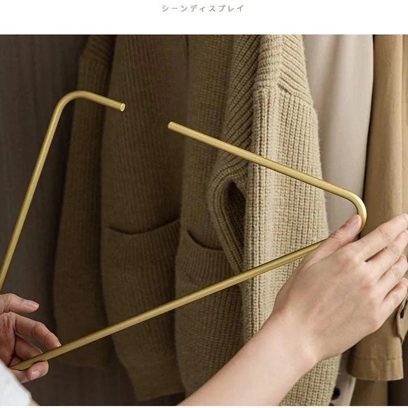 5 pcs Solid Matte Gold/Silver Triangle Coat Pants Clothes Hanger │ Seamless Metal Storage Racks Wardrobe Organizer - Besontique Home