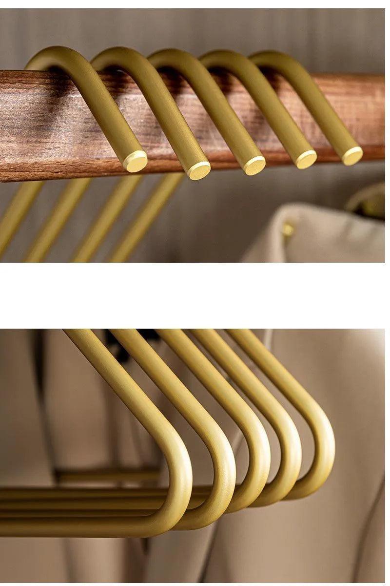 5 pcs Solid Matte Gold/Silver Triangle Coat Pants Clothes Hanger │ Seamless Metal Storage Racks Wardrobe Organizer - Besontique Home