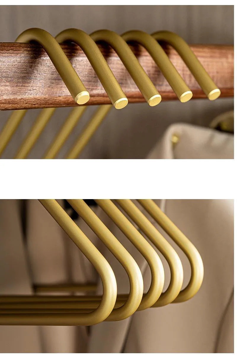 5 pcs Solid Matte Gold/Silver Triangle Coat Pants Clothes Hanger │ Seamless Metal Storage Racks Wardrobe Organizer - Besontique Home