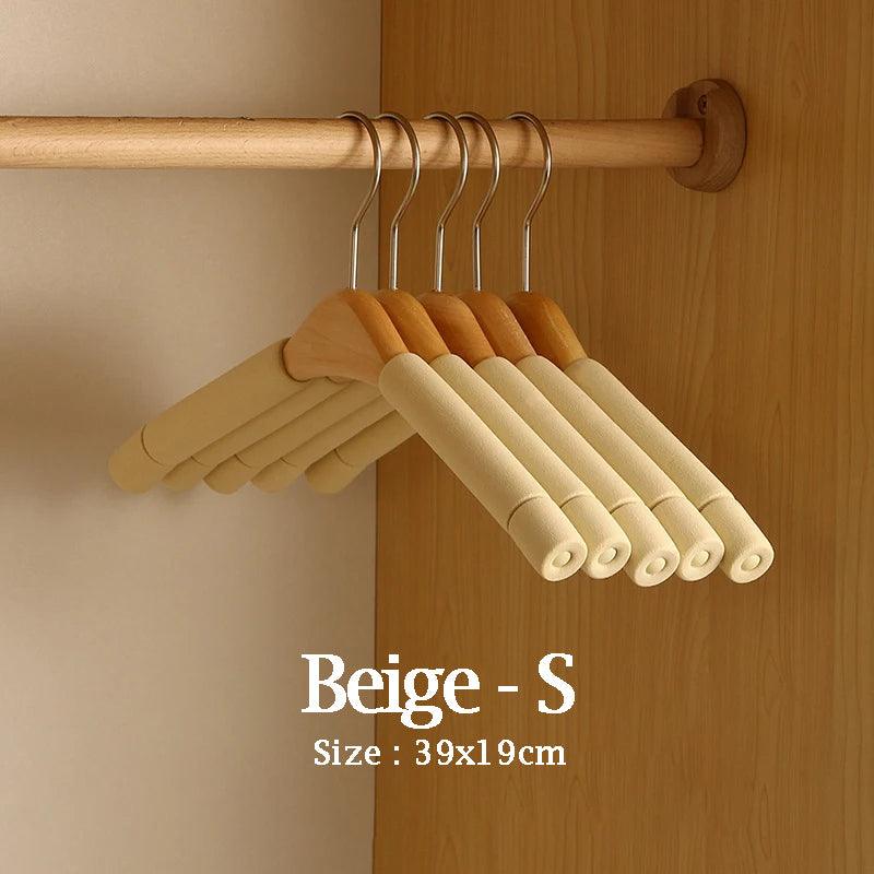 5 pcs Solid Wood Sponge Hangers │ Modern 360°Rotating Non-slip Clothes Organizer - Besontique Home