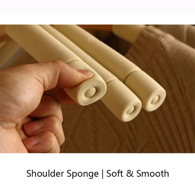 5 pcs Solid Wood Sponge Hangers │ Modern 360°Rotating Non-slip Clothes Organizer - Besontique Home