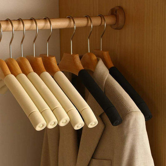 5 pcs Solid Wood Sponge Hangers │ Modern 360°Rotating Non-slip Clothes Organizer - Besontique Home