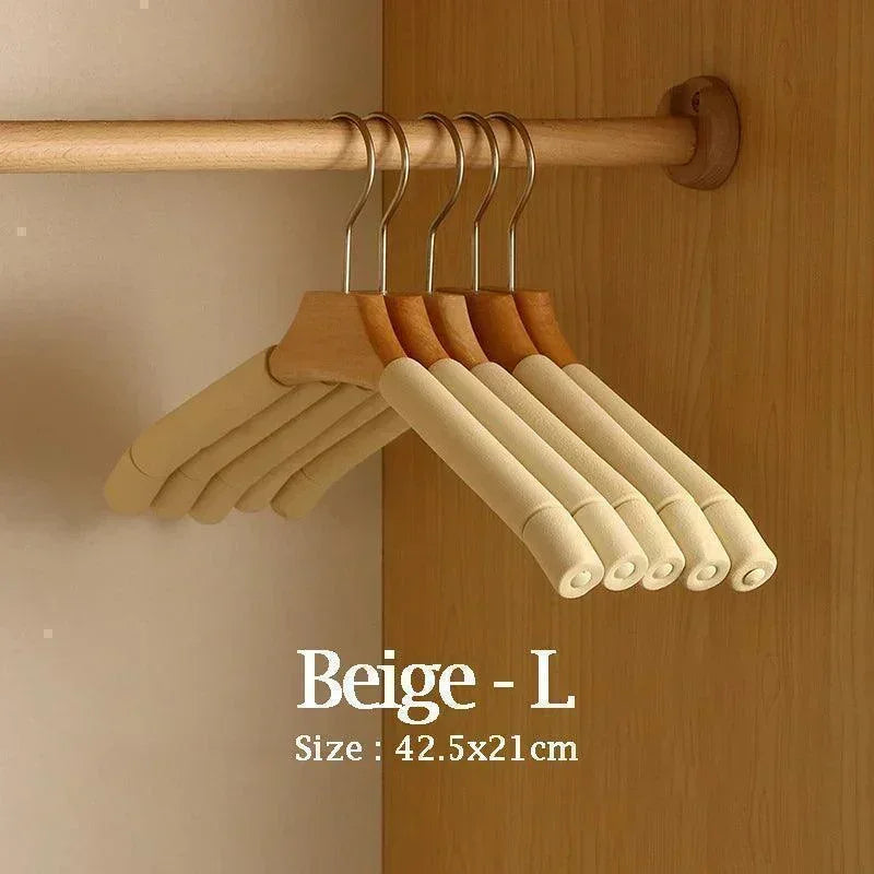 5 pcs Solid Wood Sponge Hangers │ Modern 360°Rotating Non-slip Clothes Organizer - Besontique Home