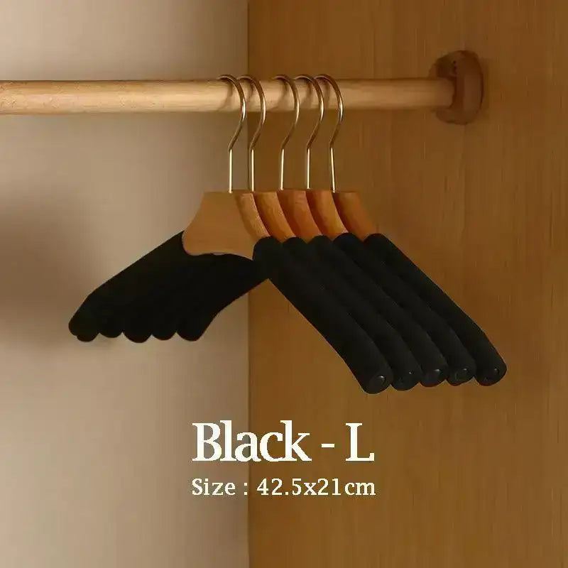 5 pcs Solid Wood Sponge Hangers │ Modern 360°Rotating Non-slip Clothes Organizer - Besontique Home