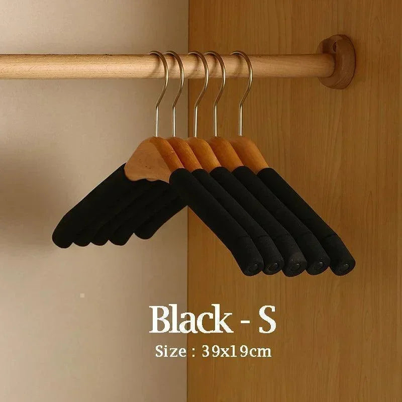 5 pcs Solid Wood Sponge Hangers │ Modern 360°Rotating Non-slip Clothes Organizer - Besontique Home