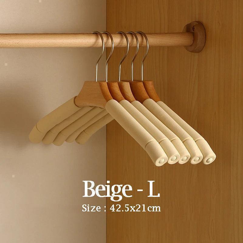5 pcs Solid Wood Sponge Hangers │ Modern 360°Rotating Non-slip Clothes Organizer - Besontique Home
