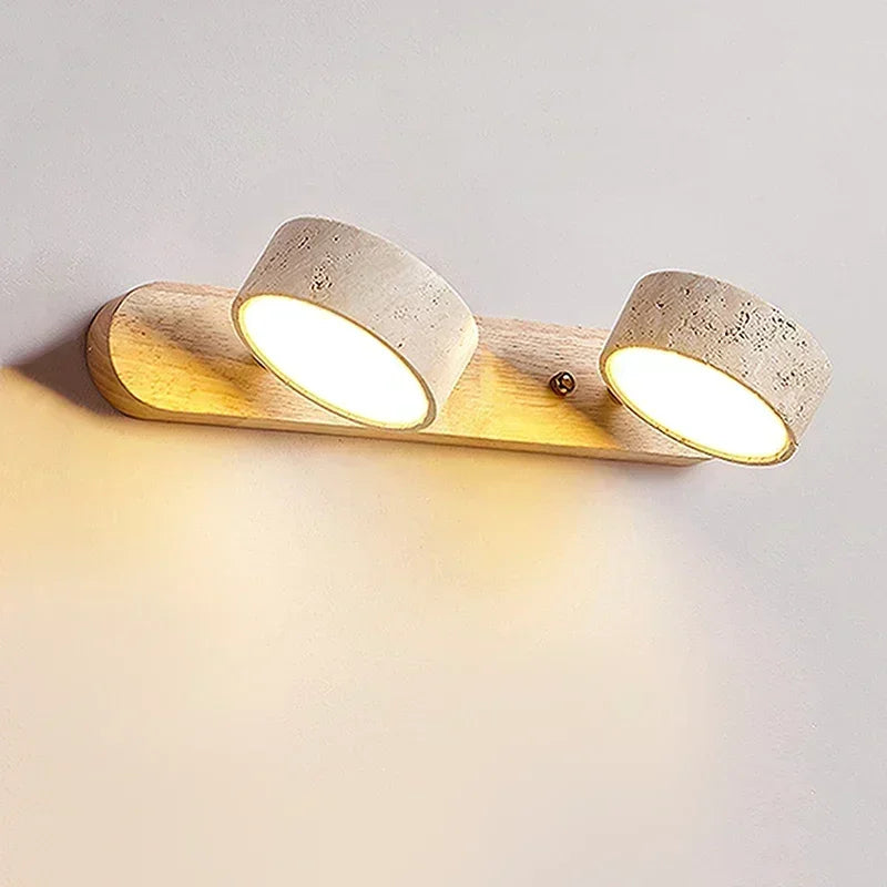 Japandi Natural Stone Mirror Front Wall Lighting │ Modern Style Round LED Wall Light for Bathroom