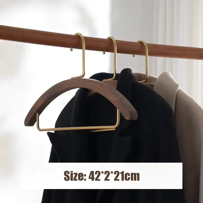 Natural Wood Clothes Hanger with metal Rack │ Modern Wooden Wardrobe Clothing Organizer - Besontique Home