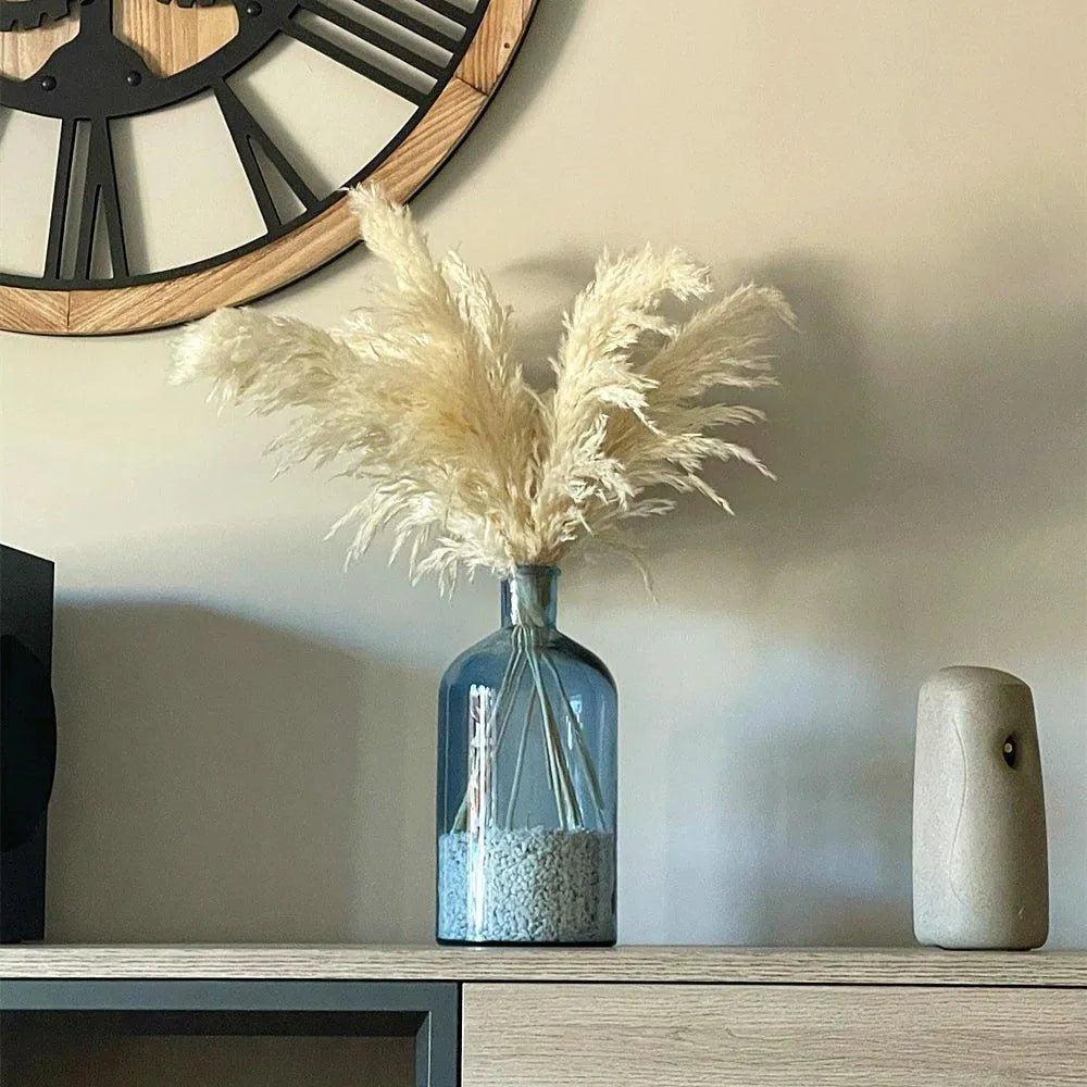 60cm Real Cream White Dried Pampas Grass Bouquet │ Fluffy Feather For Modern Boho Home Decoration Ornament - Besontique Home