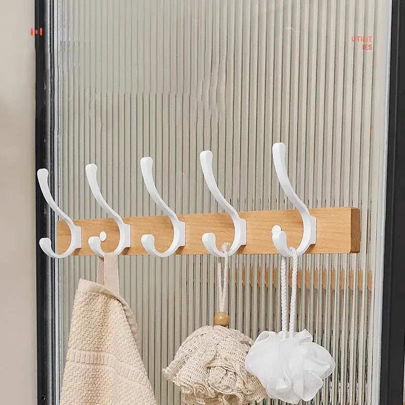 Modern Rustic Wooden Coat Rack Wall Mount with Hooks (Black/White) Besontique Home Decor