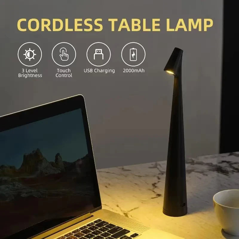 Minimal Dimming USB Chargable Reading Table Lamp │ Modern Small Wireless Portable Light