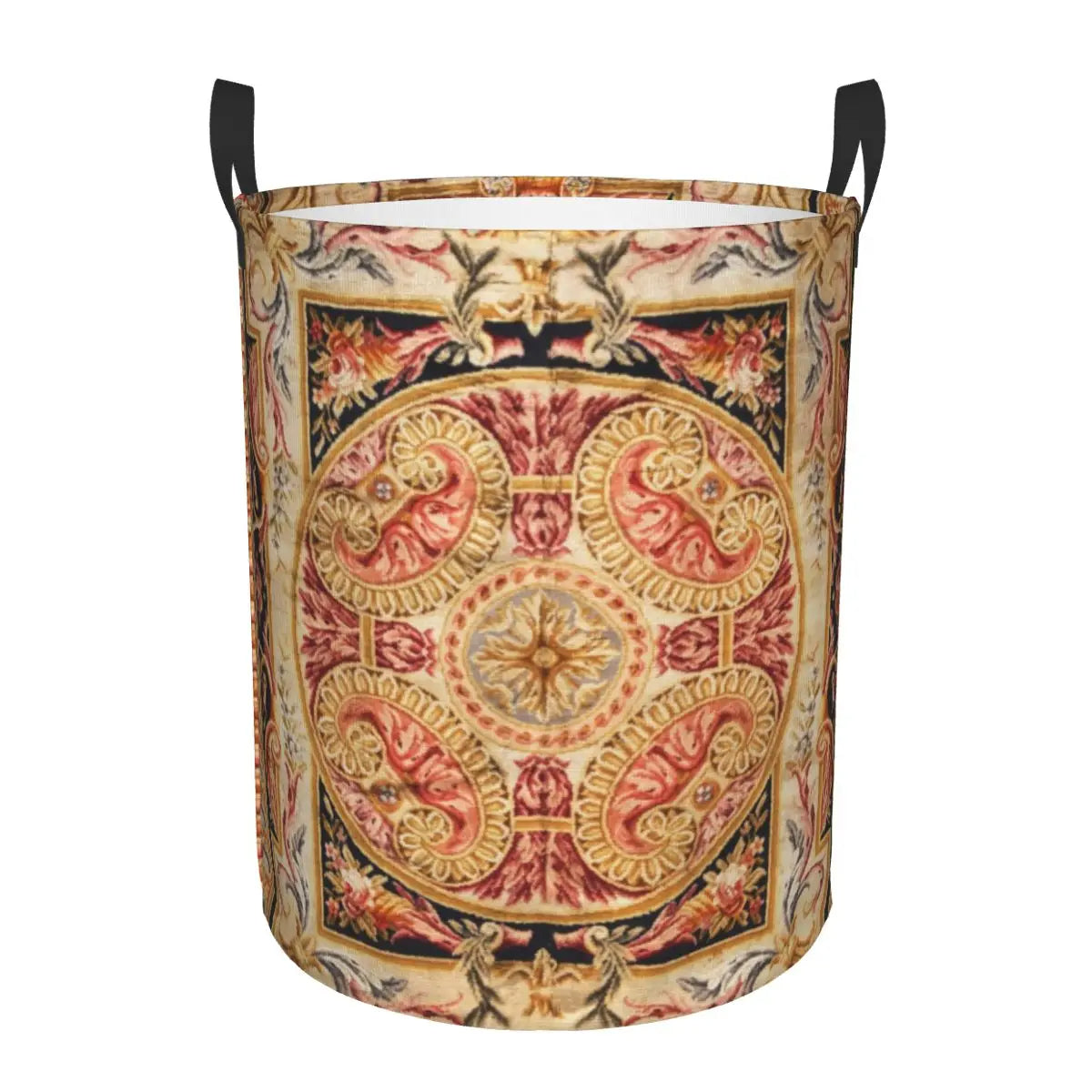 Aubusson Tapestry Printed Laundry Basket │ Foldable French Motif Decorative Hamper Organizer
