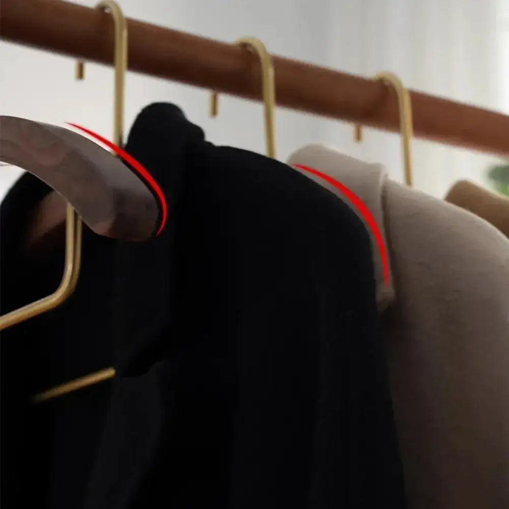 Natural Wood Clothes Hanger with metal Rack │ Modern Wooden Wardrobe Clothing Organizer - Besontique Home