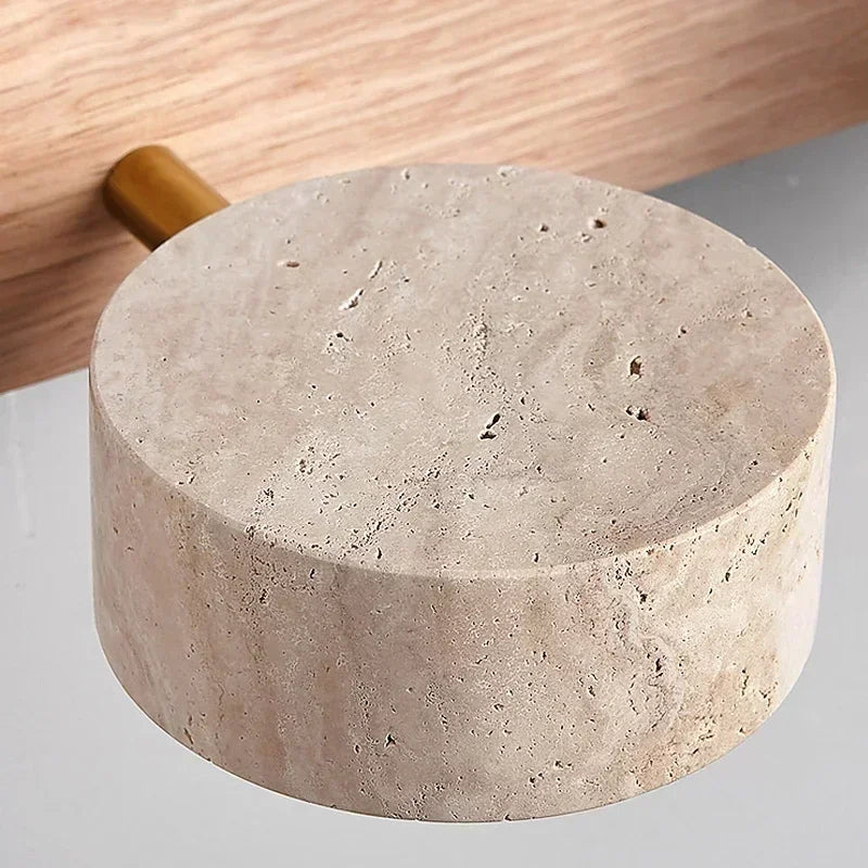 Japandi Natural Stone Mirror Front Wall Lighting │ Modern Style Round LED Wall Light for Bathroom