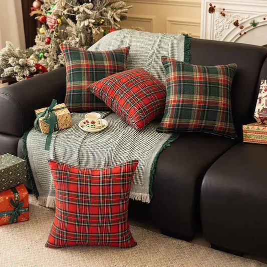 Scottish Tartan Plaid Cushion Cover │ Christmas Home Decorative Throw Pillow Cover - Besontique Home