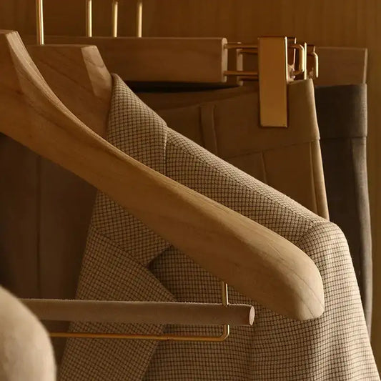 Wide Shoulder Natural Wooden Clothes Hanger │ Modern Wardrobe Clothing Organizer - Besontique Home