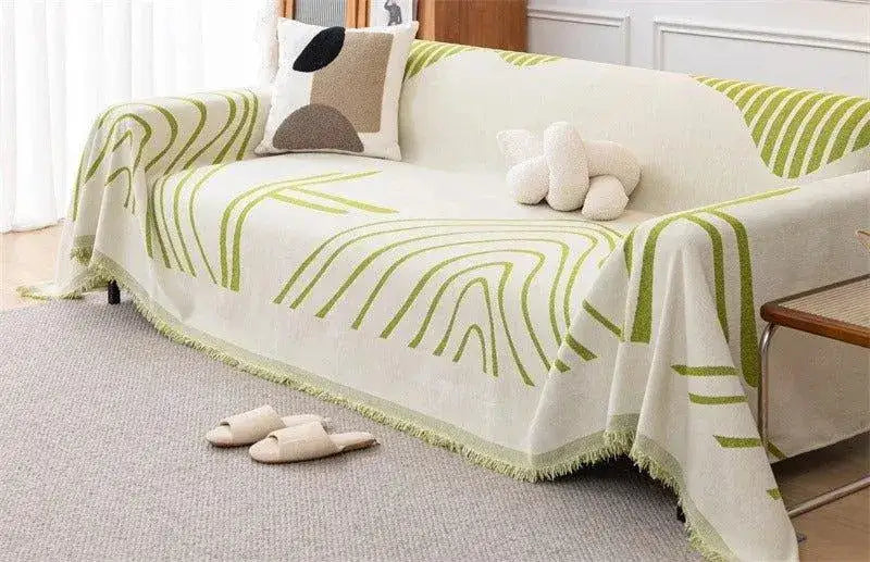 8-chenille-line-pattern-throw-blanket-with-tassel-simple-nordic-jacquard-reversible-double-sided-sofa-cover-besontique-home-56693 - Besontique Home