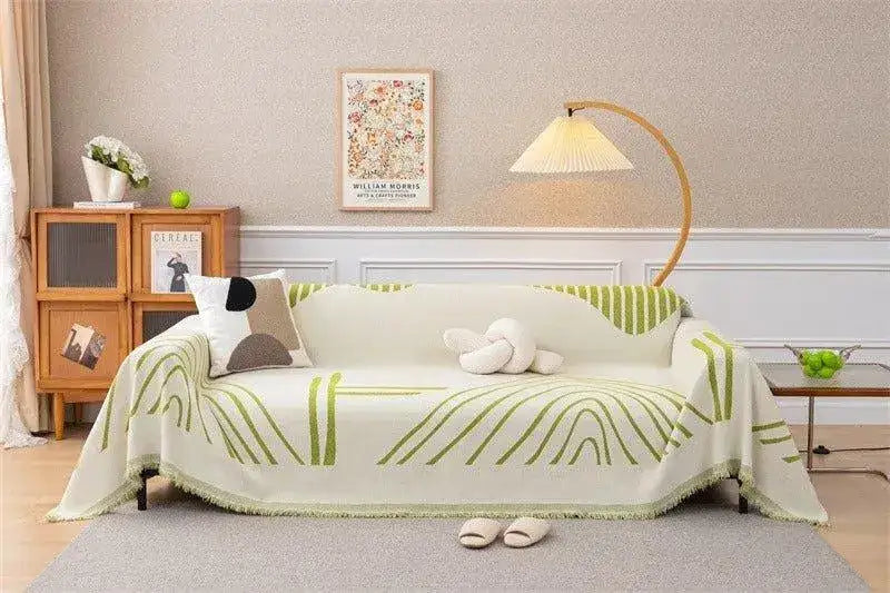 8-chenille-line-pattern-throw-blanket-with-tassel-simple-nordic-jacquard-reversible-double-sided-sofa-cover-besontique-home-65949 - Besontique Home