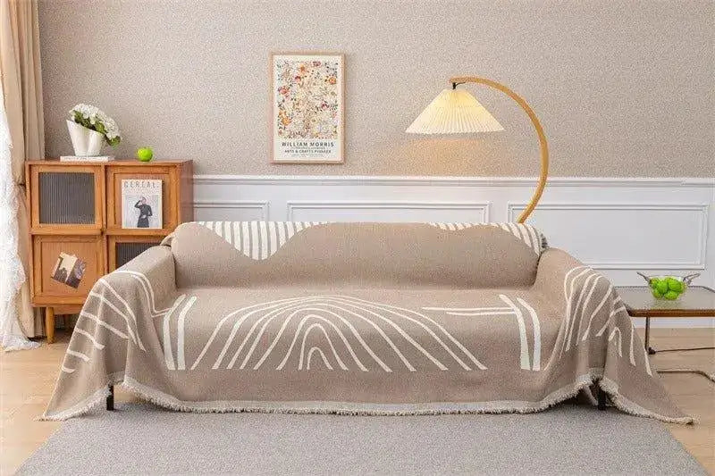8-chenille-line-pattern-throw-blanket-with-tassel-simple-nordic-jacquard-reversible-double-sided-sofa-cover-besontique-home-69375 - Besontique Home