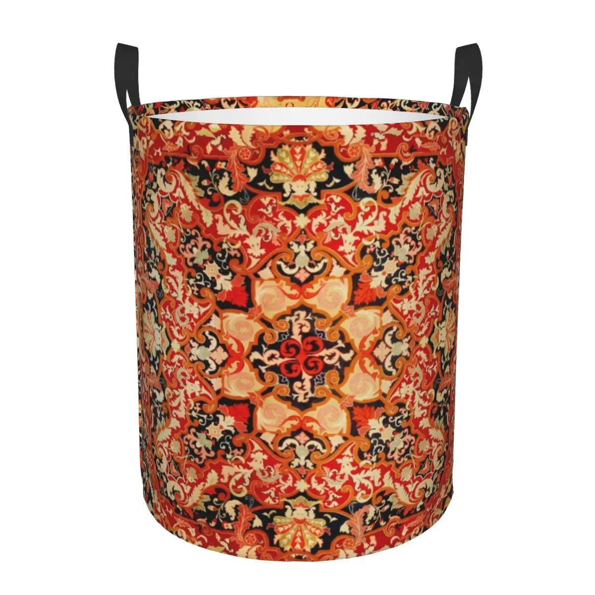 Aubusson Tapestry Printed Laundry Basket │ Foldable French Motif Decorative Hamper Organizer