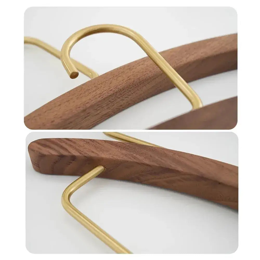 Natural Wood Clothes Hanger with metal Rack │ Modern Wooden Wardrobe Clothing Organizer - Besontique Home