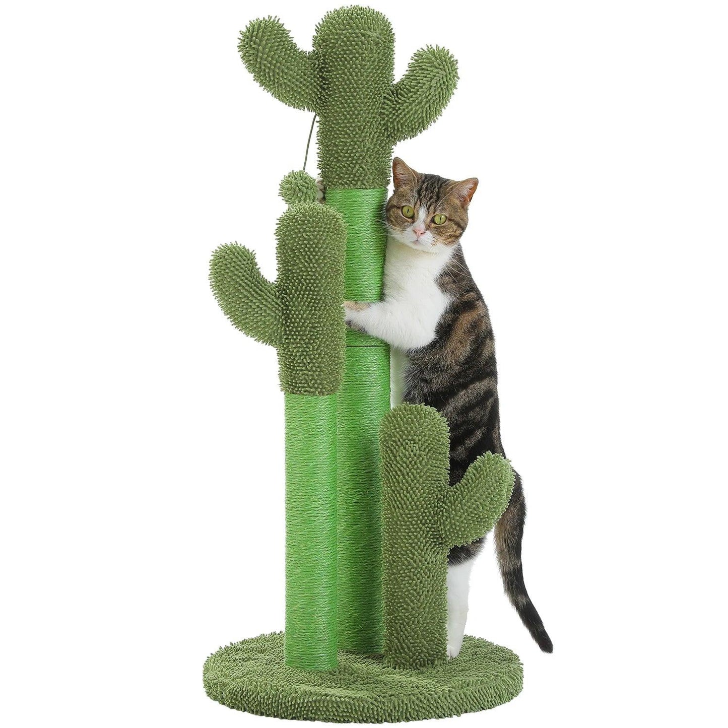Kaktus-Katzenkratzbaum mit interaktivem baumelnden Ball | Haustierfreundliches Katzenkratzmöbel