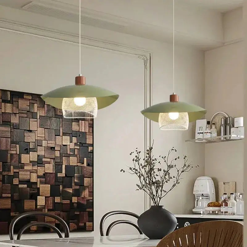 Minimal French Wood & Metal Pendant Lamp – Modern Ceiling Light Fixture - Besontique Home