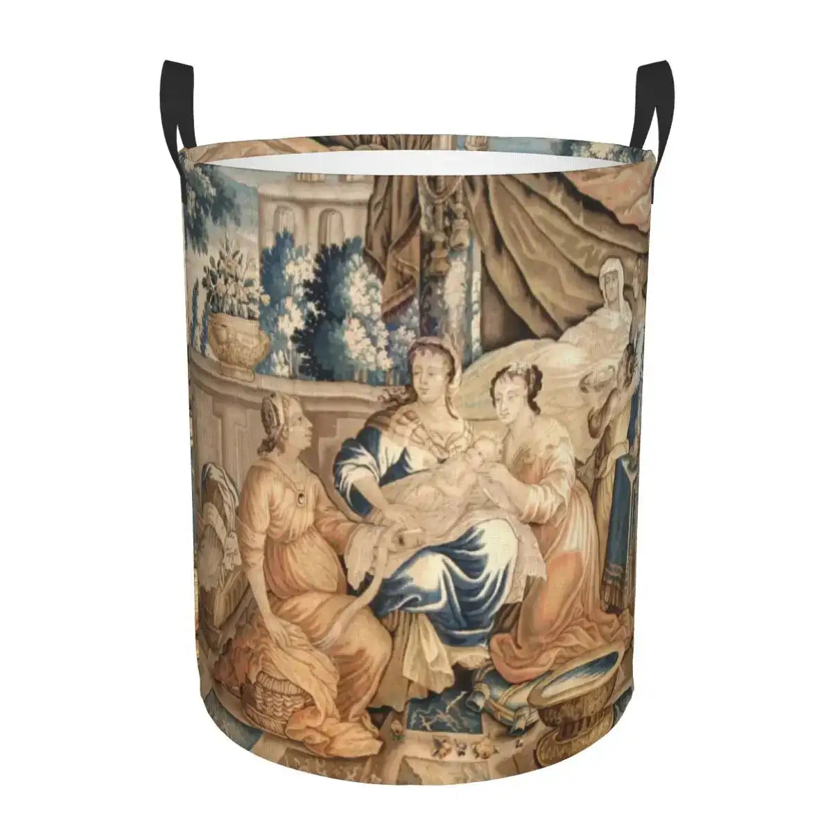 aubusson-tapestry-printed-laundry-basket-foldable-french-motif-decorative-hamper-organizer-besontique-home-13507 - Besontique Home