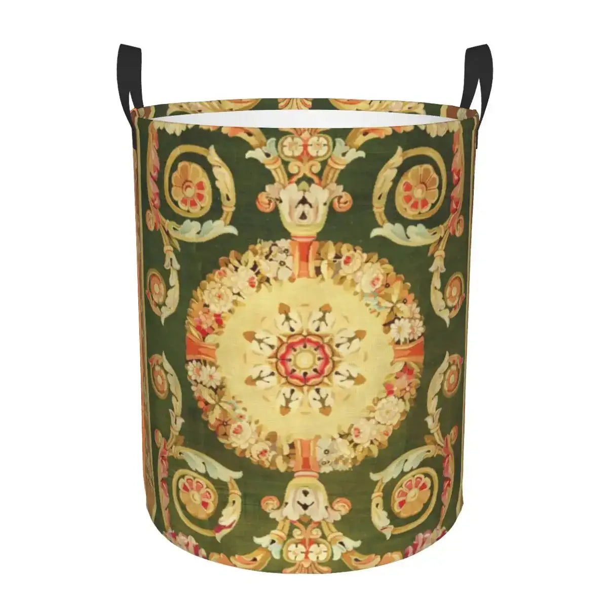aubusson-tapestry-printed-laundry-basket-foldable-french-motif-decorative-hamper-organizer-besontique-home-67008 - Besontique Home