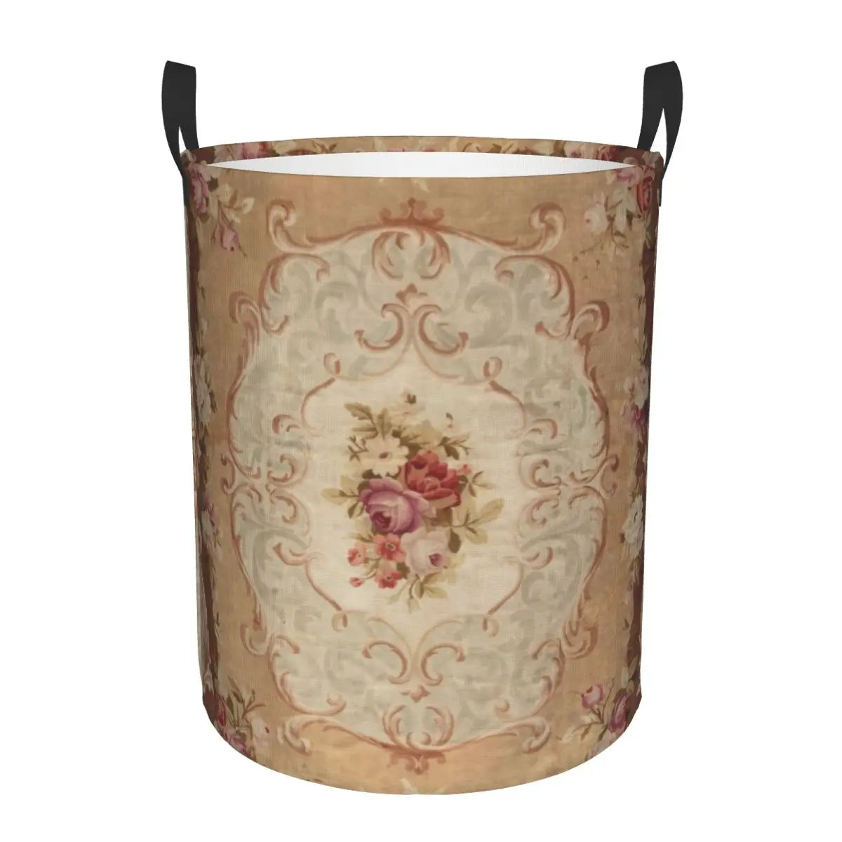 Aubusson Tapestry Printed Laundry Basket │ Foldable French Motif Decorative Hamper Organizer - Besontique Home