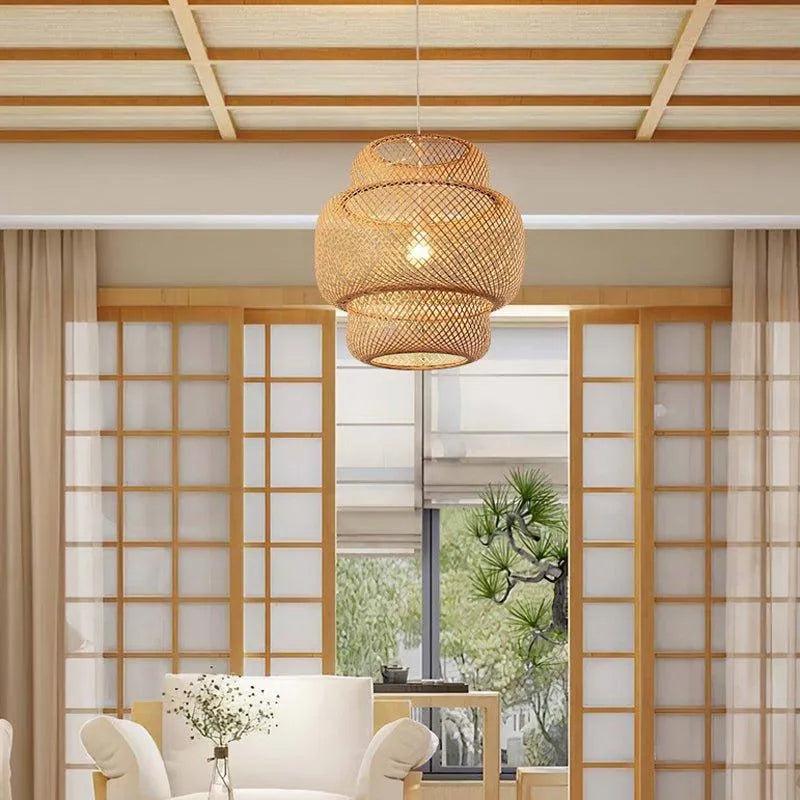 Bamboo Hand Woven Stylish Ceiling Light │ Modern Lantern Chandelier Lamp Lighting - Besontique Home