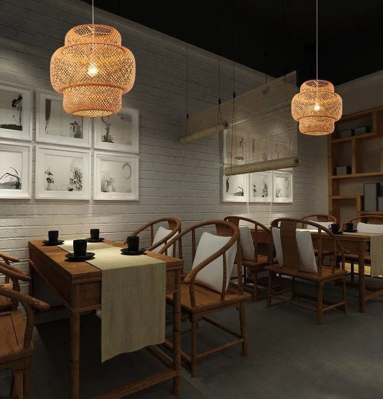 Bamboo Hand Woven Stylish Ceiling Light │ Modern Lantern Chandelier Lamp Lighting - Besontique Home
