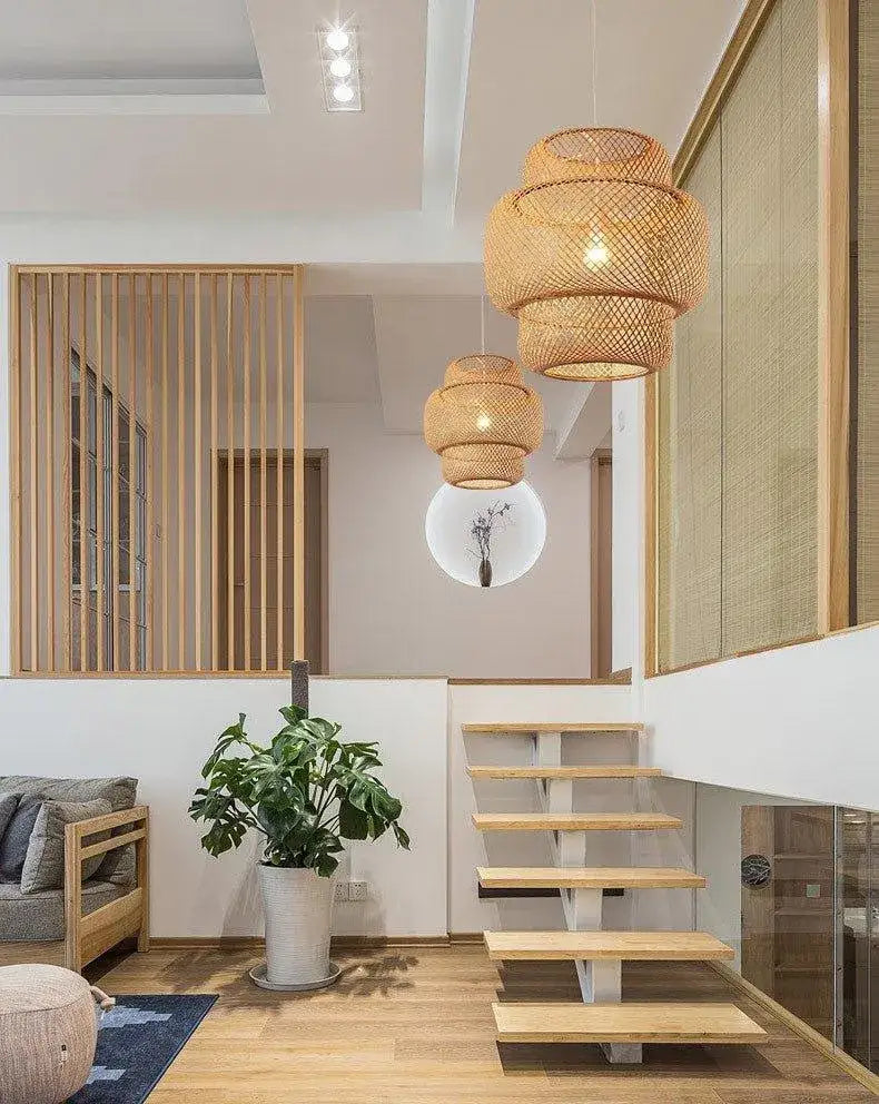 bamboo-hand-woven-stylish-ceiling-light-modern-lantern-chandelier-lamp-lighting-besontique-home-41936 - Besontique Home