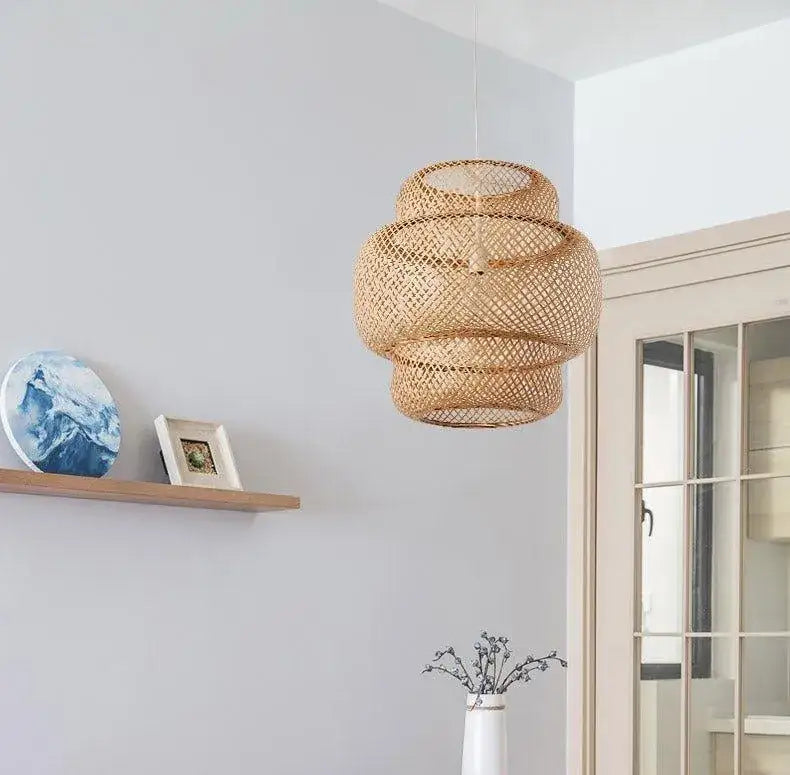bamboo-hand-woven-stylish-ceiling-light-modern-lantern-chandelier-lamp-lighting-besontique-home-62031 - Besontique Home