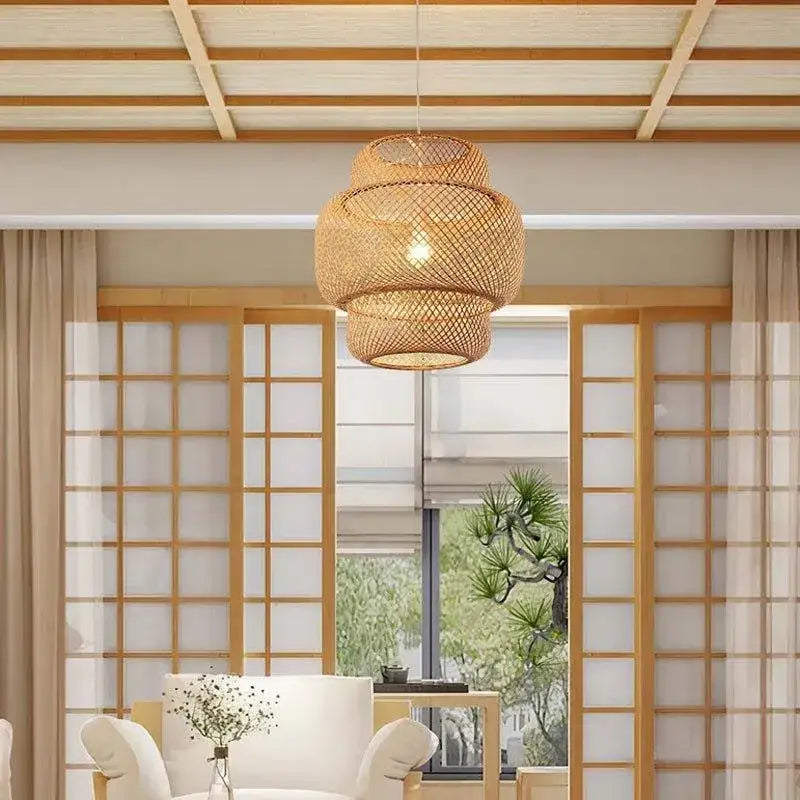 bamboo-hand-woven-stylish-ceiling-light-modern-lantern-chandelier-lamp-lighting-besontique-home-89970 - Besontique Home