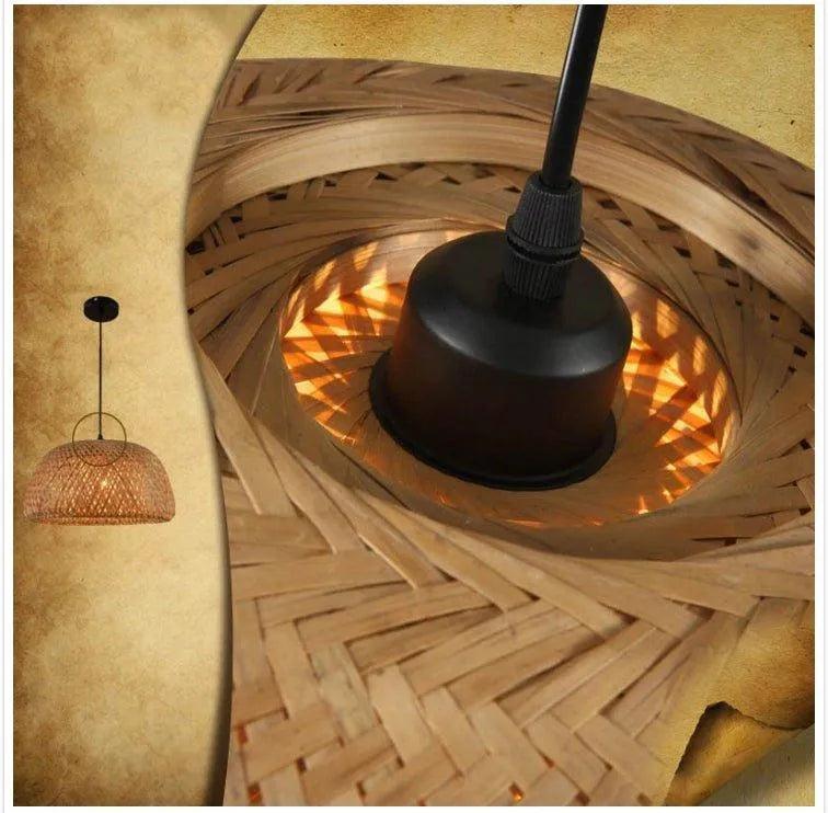 Bamboo Hanging Ceiling Lamp 3 Set │ Handmade Wooden Ratten Lighting For Home Decoration - Besontique Home