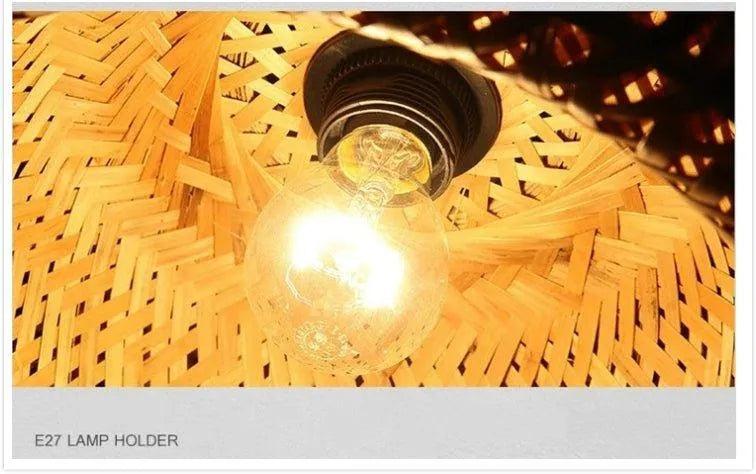 Bamboo Hanging Ceiling Lamp 3 Set │ Handmade Wooden Ratten Lighting For Home Decoration - Besontique Home
