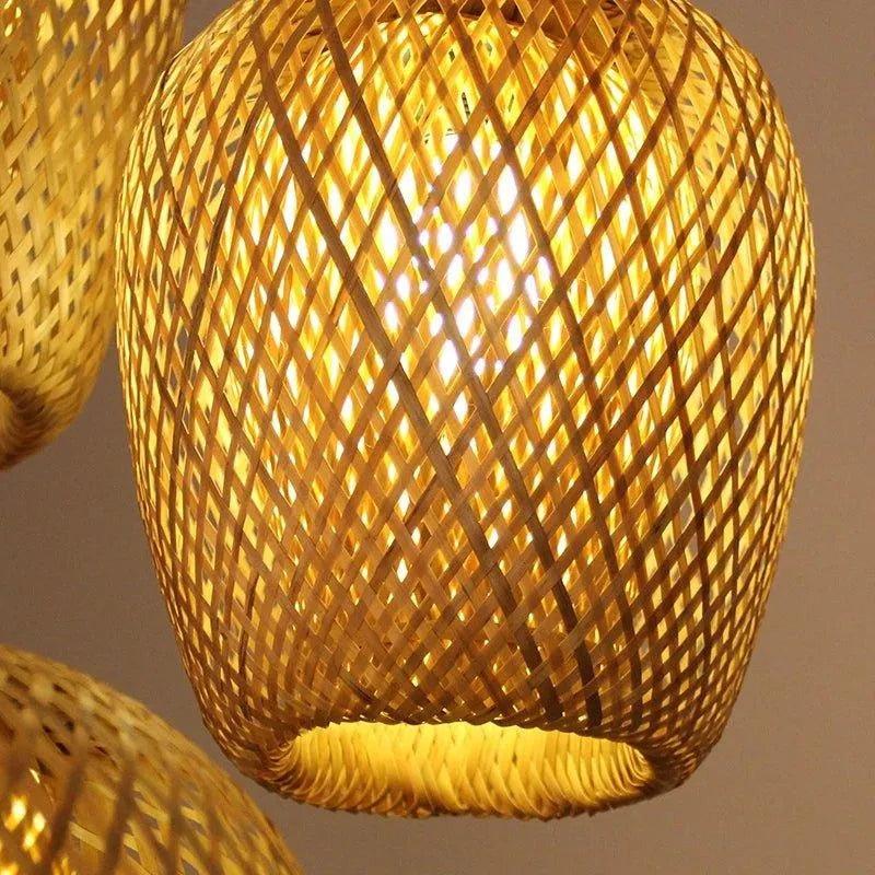 Bamboo Hanging Ceiling Lamp B │ Handmade Wooden Ratten Lighting For Home Decoration - Besontique Home