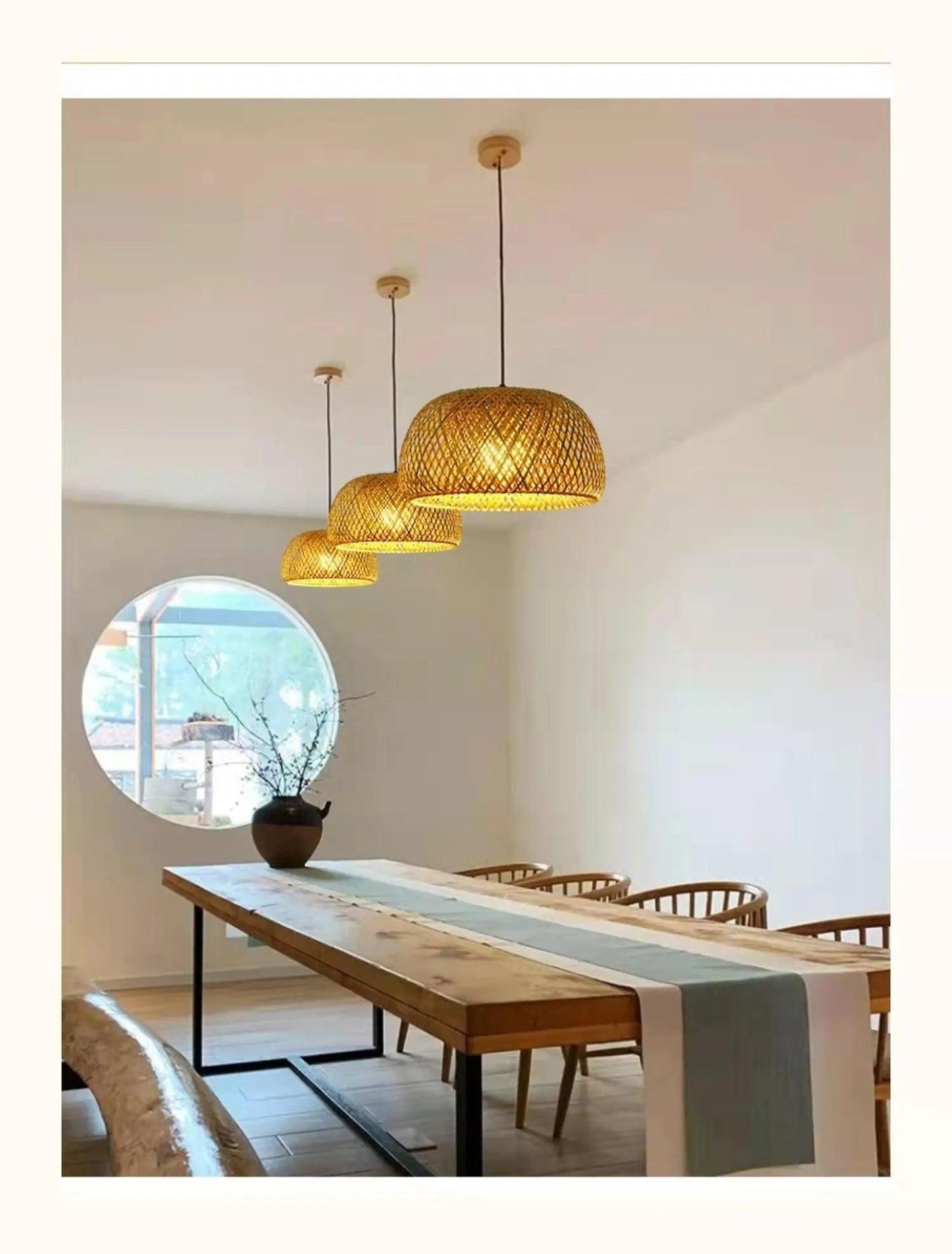 Bamboo Hanging Ceiling Lamp C │ Handmade Wooden Ratten Lighting For Home Decoration - Besontique Home