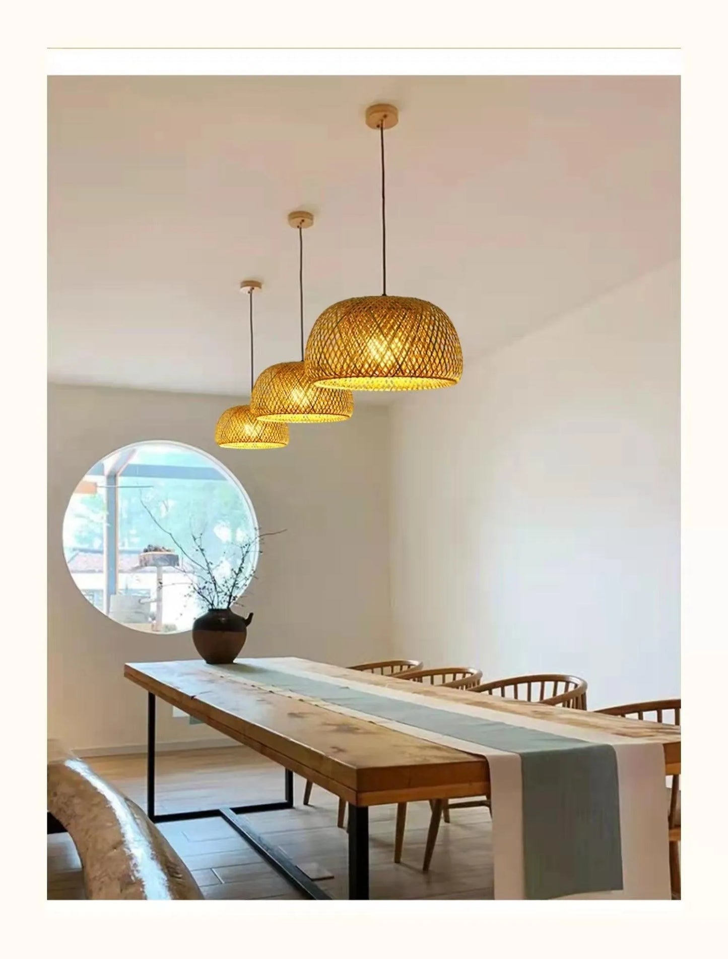 Bamboo Hanging Ceiling Lamp C │ Handmade Wooden Ratten Lighting For Home Decoration - Besontique Home