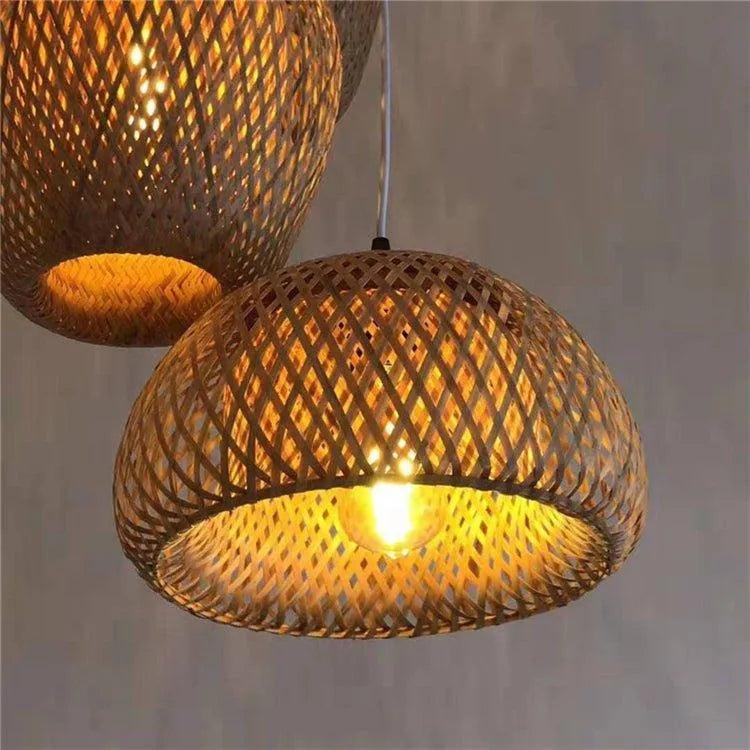 Bamboo Hanging Ceiling Lamp C │ Handmade Wooden Ratten Lighting For Home Decoration - Besontique Home
