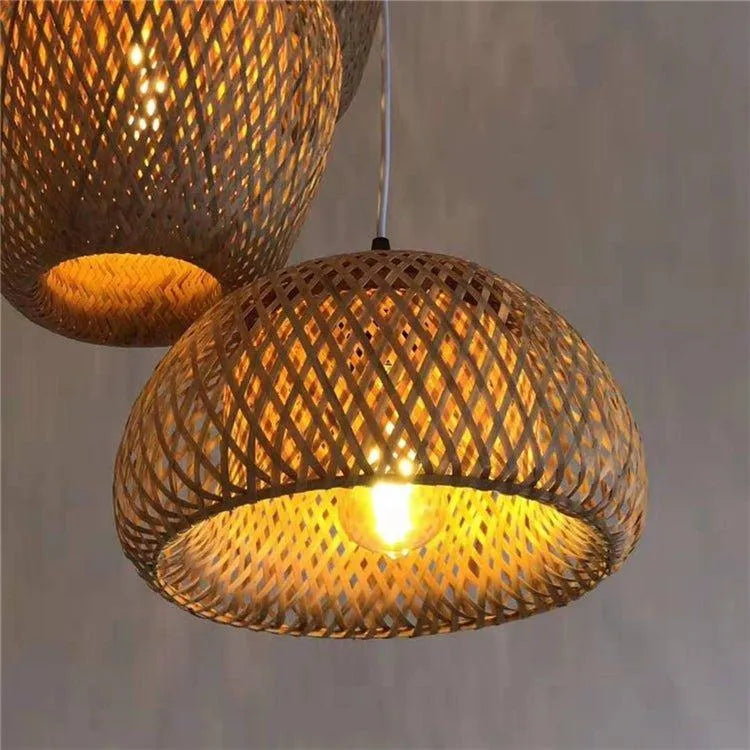 Bamboo Hanging Ceiling Lamp C │ Handmade Wooden Ratten Lighting For Home Decoration - Besontique Home