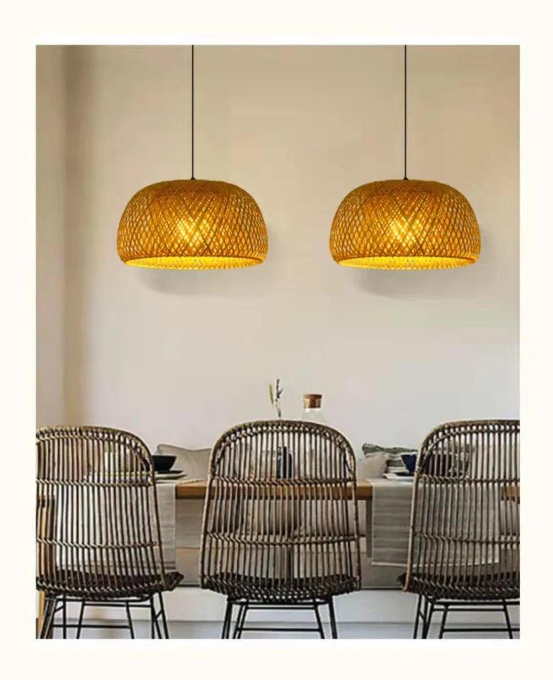 Bamboo Hanging Ceiling Lamp C │ Handmade Wooden Ratten Lighting For Home Decoration - Besontique Home