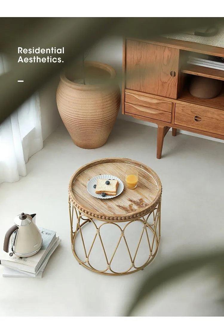 Bamboo Rattan Side Table │ Modern Boho Coffee Table Furniture - Besontique Home