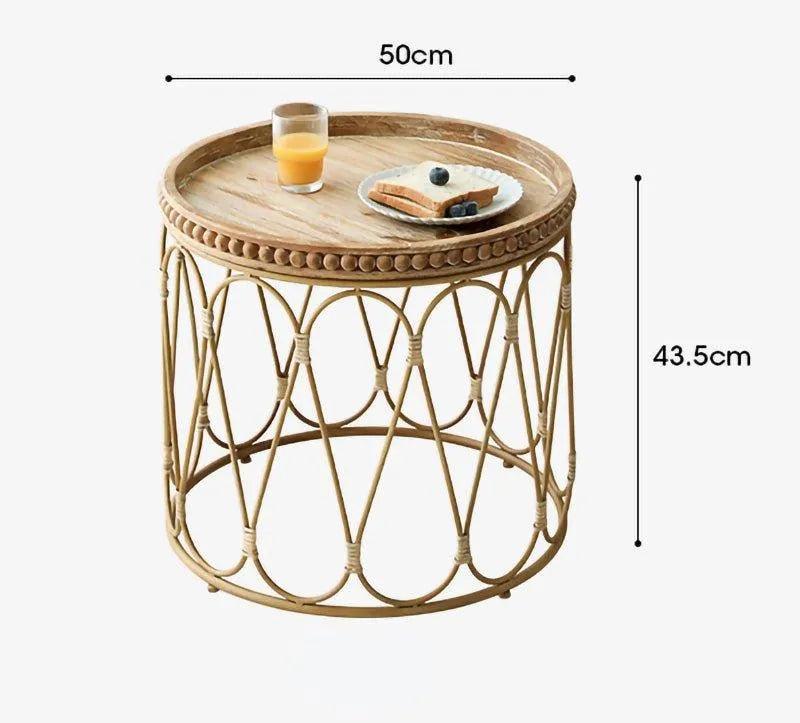Bamboo Rattan Side Table │ Modern Boho Coffee Table Furniture - Besontique Home
