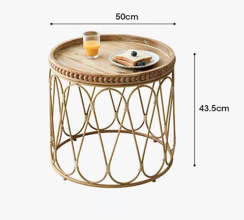 Bamboo Rattan Side Table │ Modern Boho Coffee Table Furniture - Besontique Home