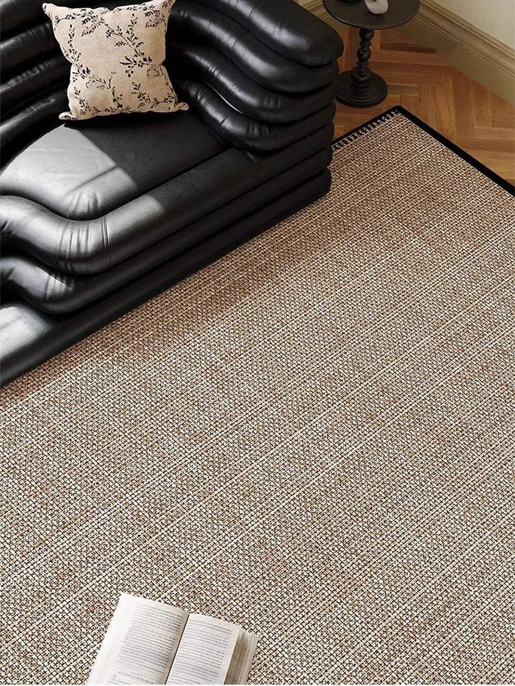 beige-black-plaid-pattern-modern-rug-artistic-retro-style-anti-slip-bottom-large-carpet-besontique-home-40545 - Besontique Home