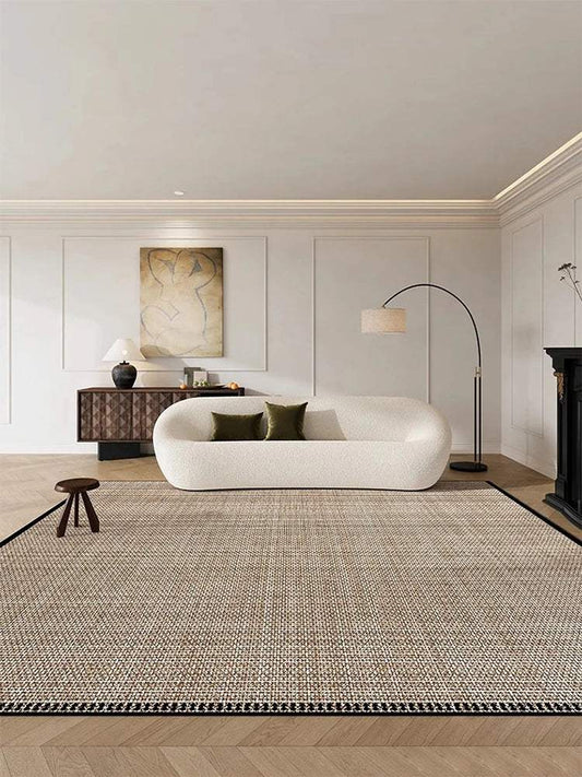 Beige Black Plaid Pattern Modern Rug │ Artistic Retro Style Anti-slip bottom Large Carpet - Besontique Home