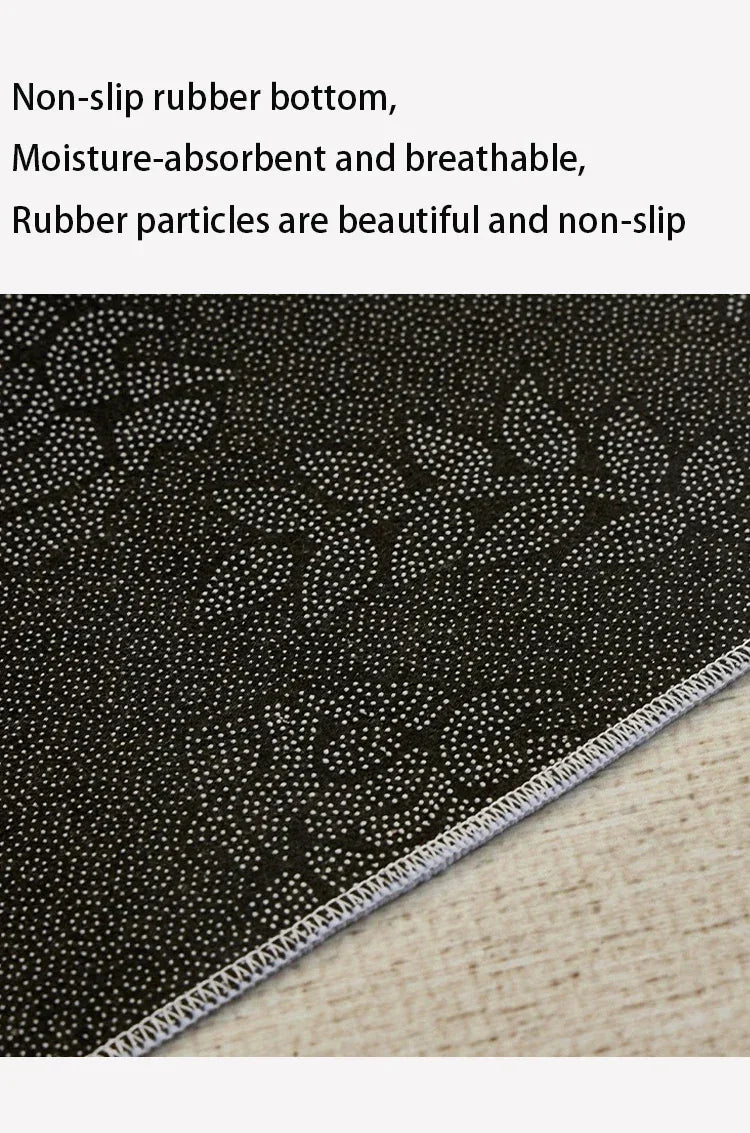 Beige Black Plaid Pattern Modern Rug │ Artistic Retro Style Anti-slip bottom Large Carpet - Besontique Home